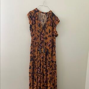 Ulla Johnson Vibrant Orange and Black Maxi Dress